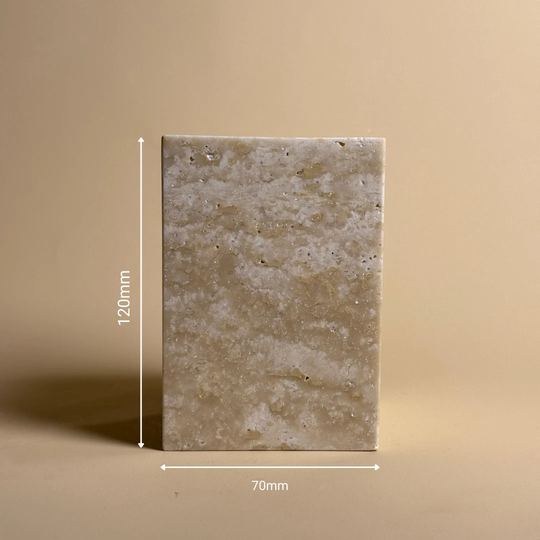 undefined Schéma Pot à poser carré, véritable travertin beige, Petra