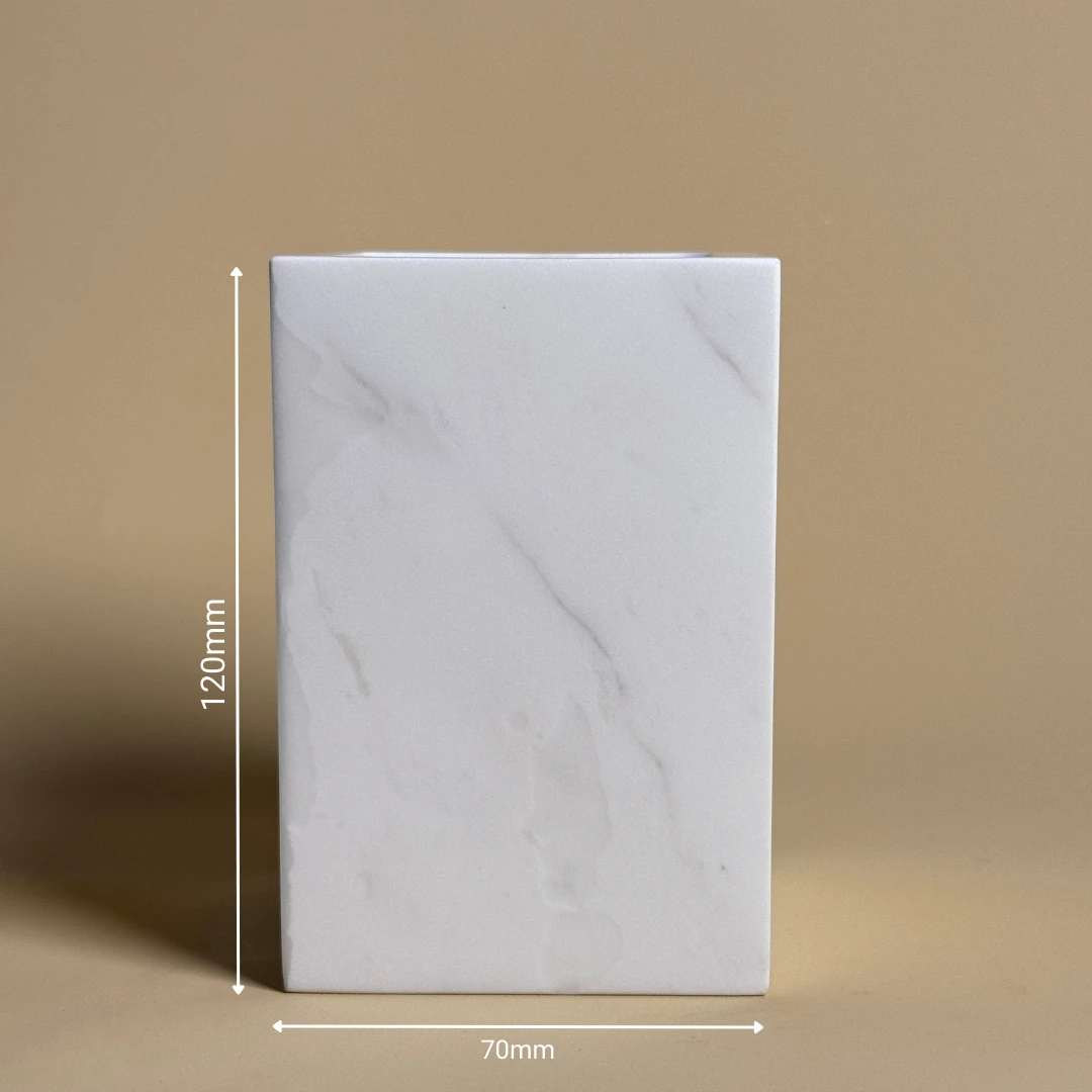 undefined Schéma Pot à poser carré, marbre véritable blanc, Petra