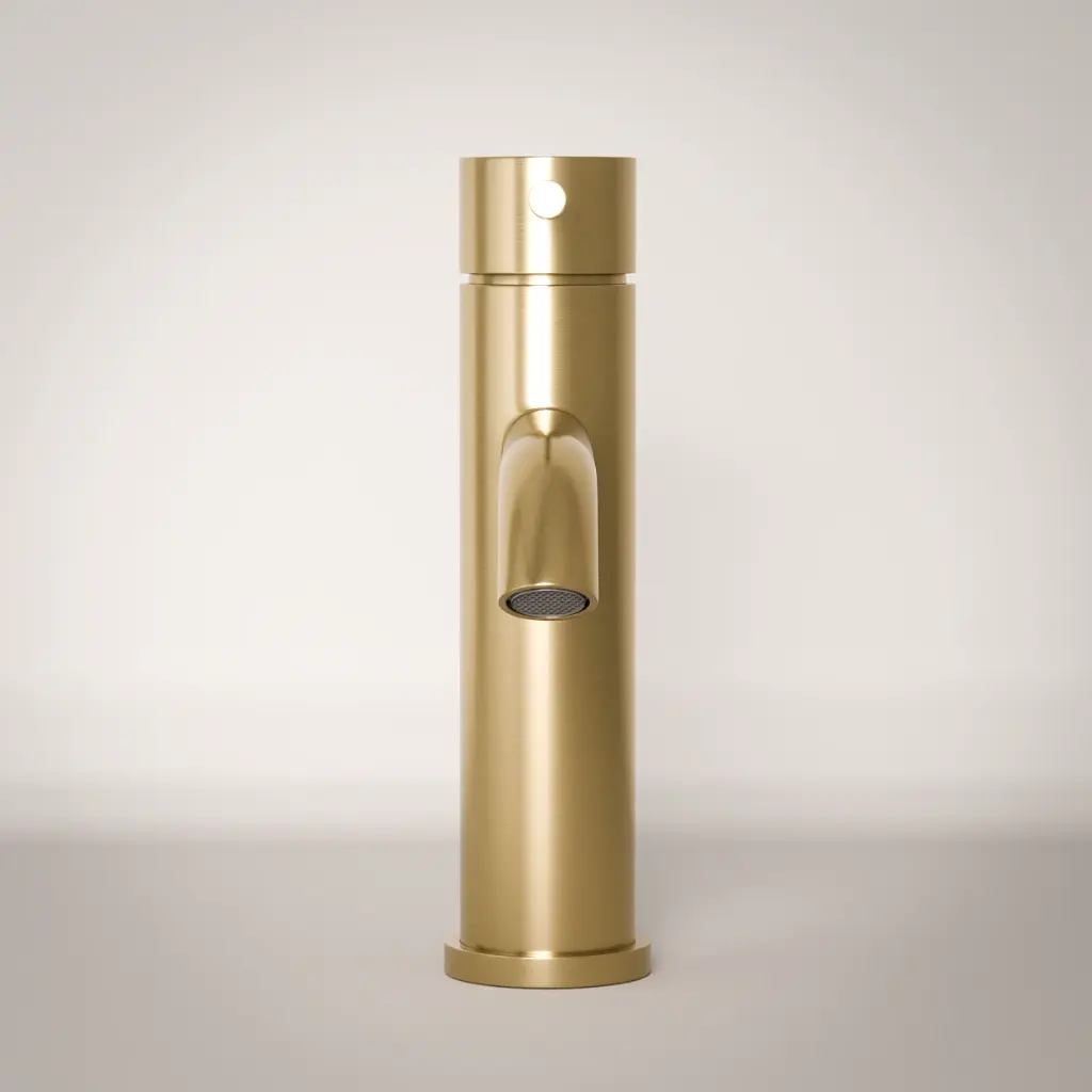 Robinet mitigeur lavabo doré brossé, Châtelet (2).webp