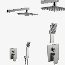 Composition de douche à encastrer, inox brossé, 2 sorties, Quadra-Steel.webp