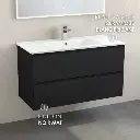 Meuble suspendu 100cm noir mat et plan vasque céramique blanc, One.webp