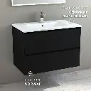 Meuble suspendu 80cm noir mat et plan vasque céramique blanc, One.webp