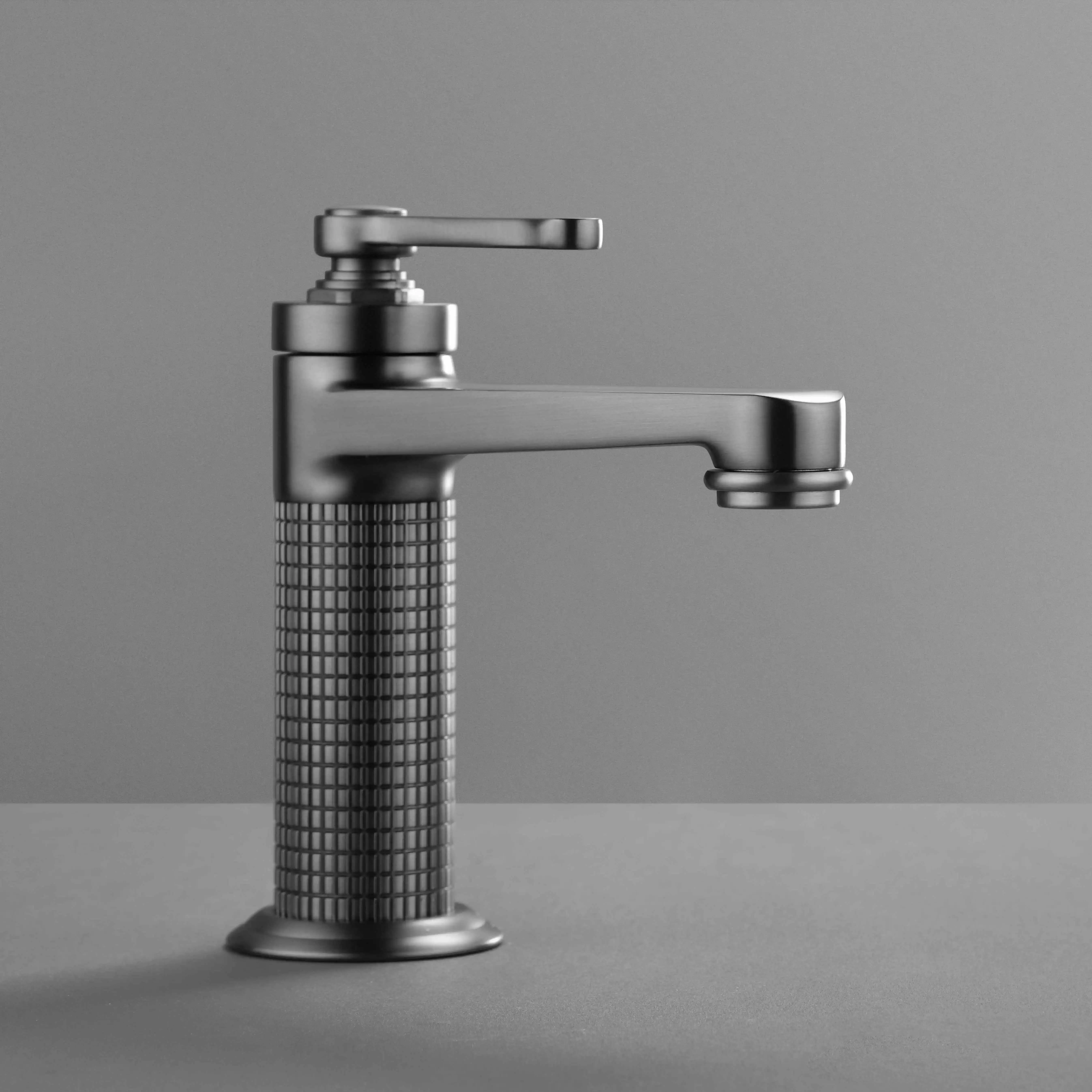 Mitigeur lavabo cannelé, Gun métal, César