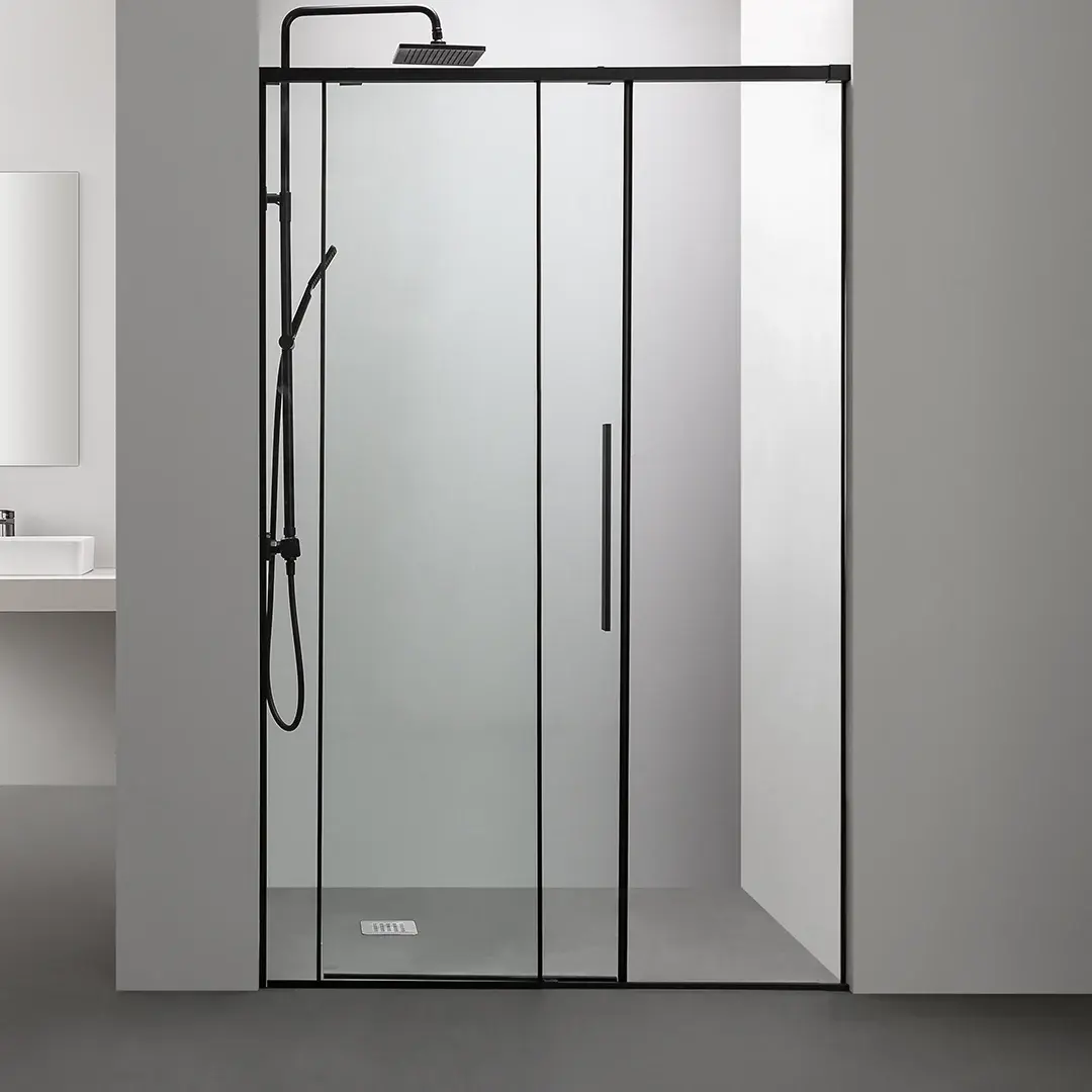 Porte de douche coulissante, softclose, 95 à 180cm, Noir, Porta