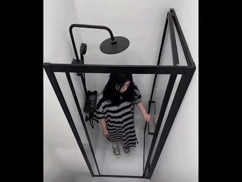 Cabine de douche d'angle Gauche, grande ouverture intérieure, Doré brossé, Gratia 