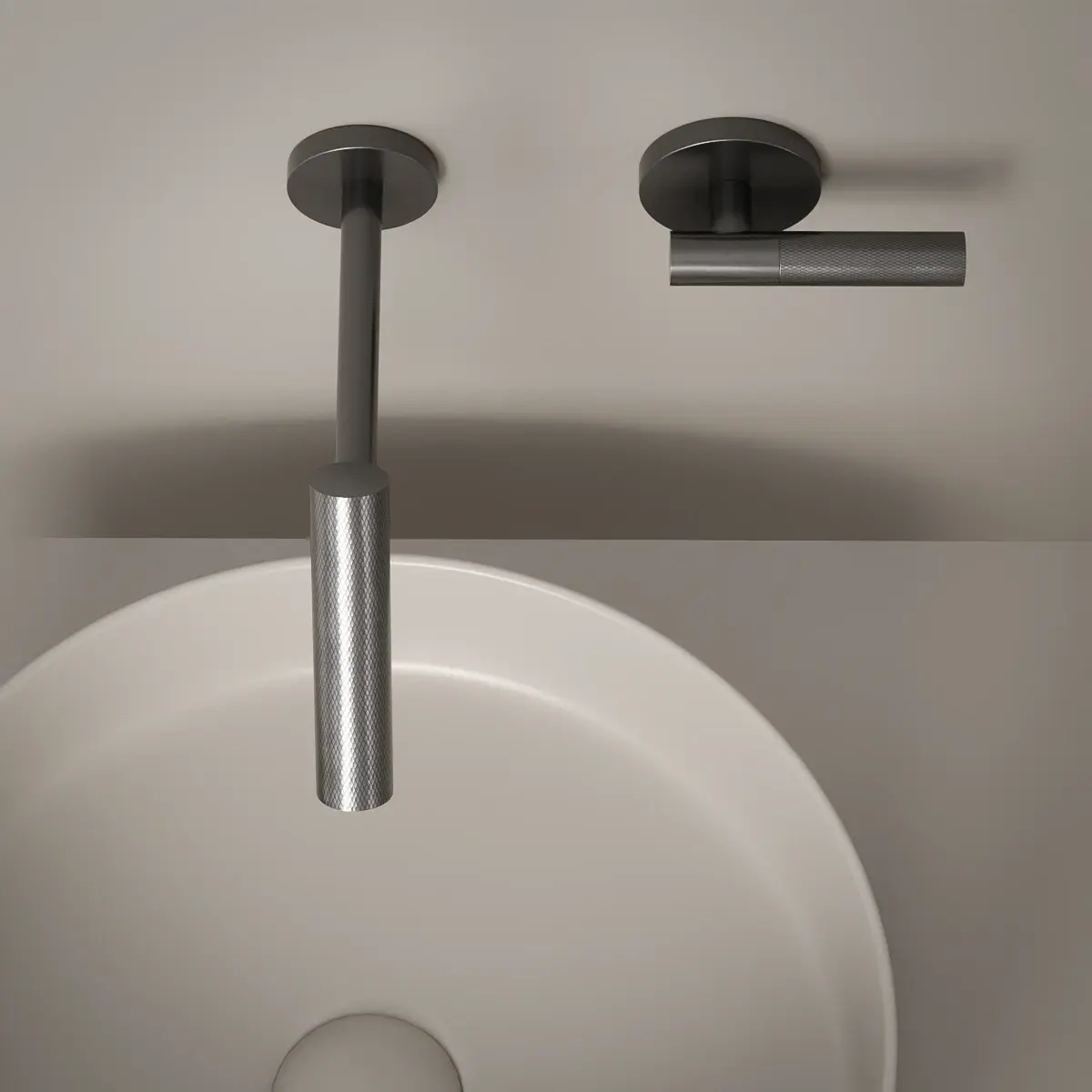 Mitigeur lavabo encastré, Gun métal, Honfleur