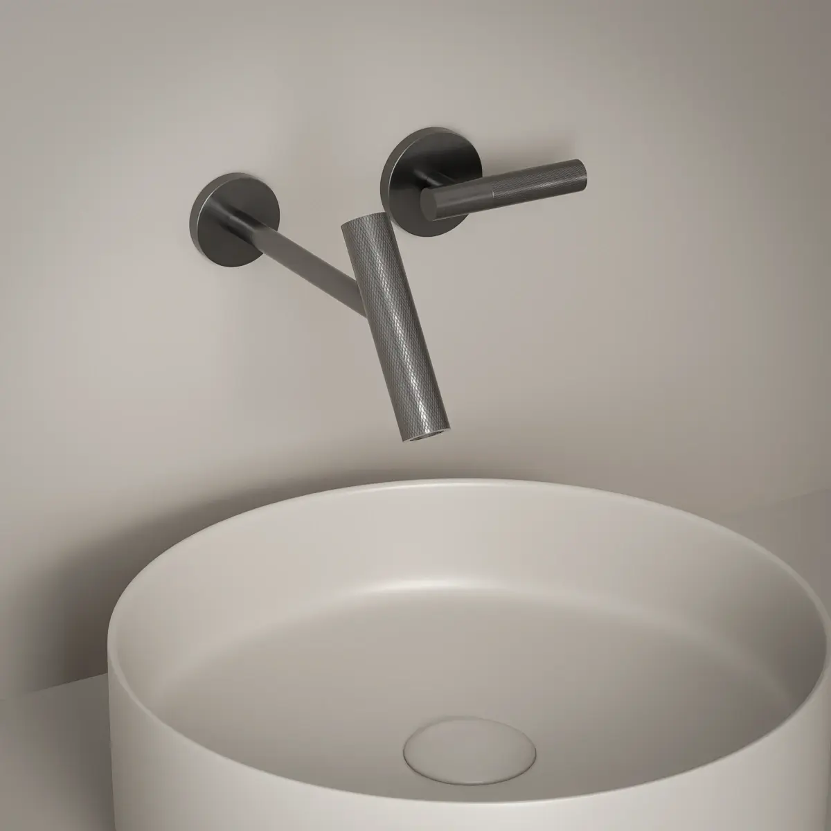 Mitigeur lavabo encastré, Gun métal, Honfleur