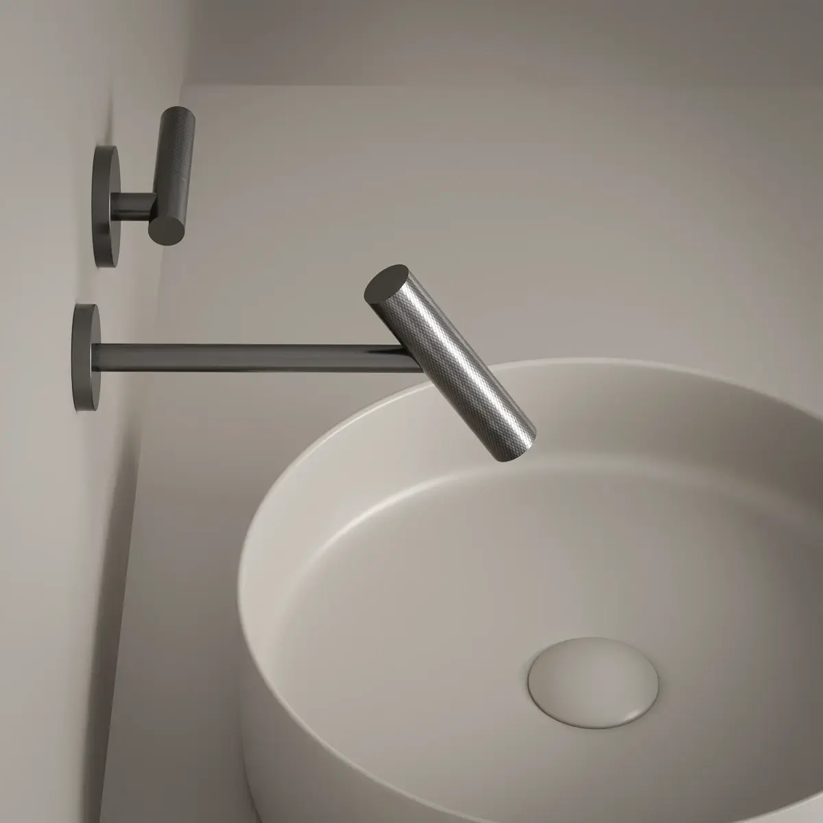 Mitigeur lavabo encastré, Gun métal, Honfleur