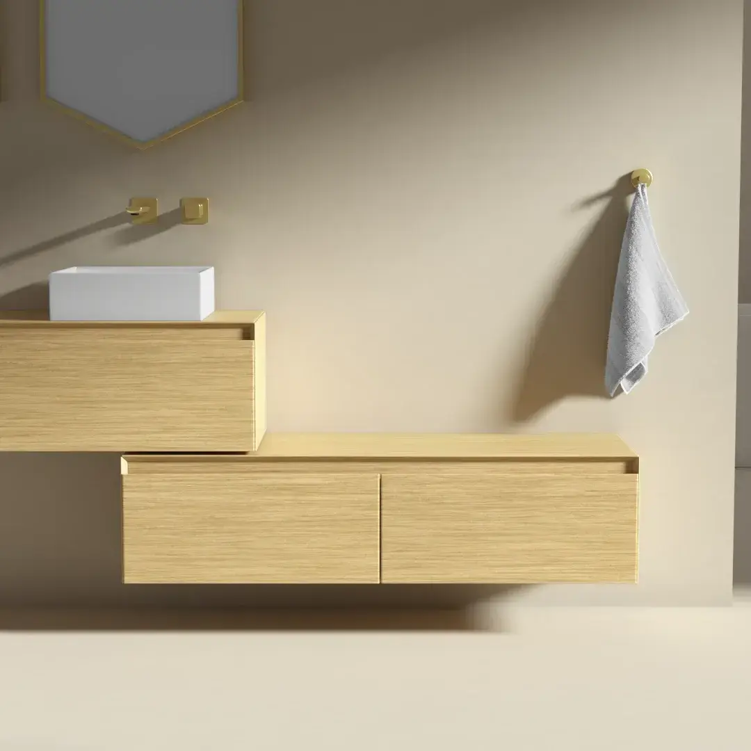 Meuble vasque et/ou Meuble de rangement indépendant, 120x40 cm, chêne clair, Aurélien    