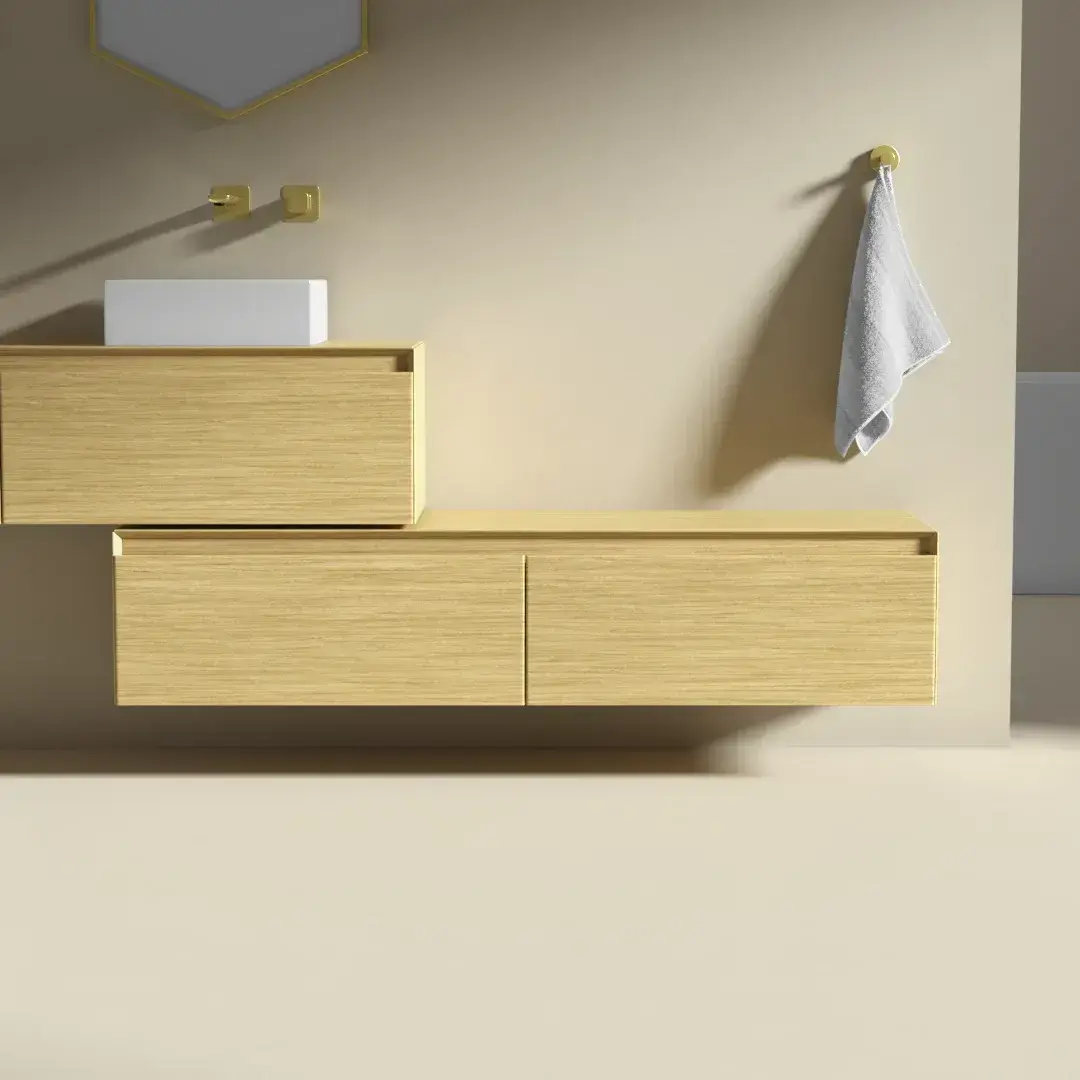 Meuble vasque et/ou Meuble de rangement indépendant, 140x40 cm, chêne clair, Aurélien     
