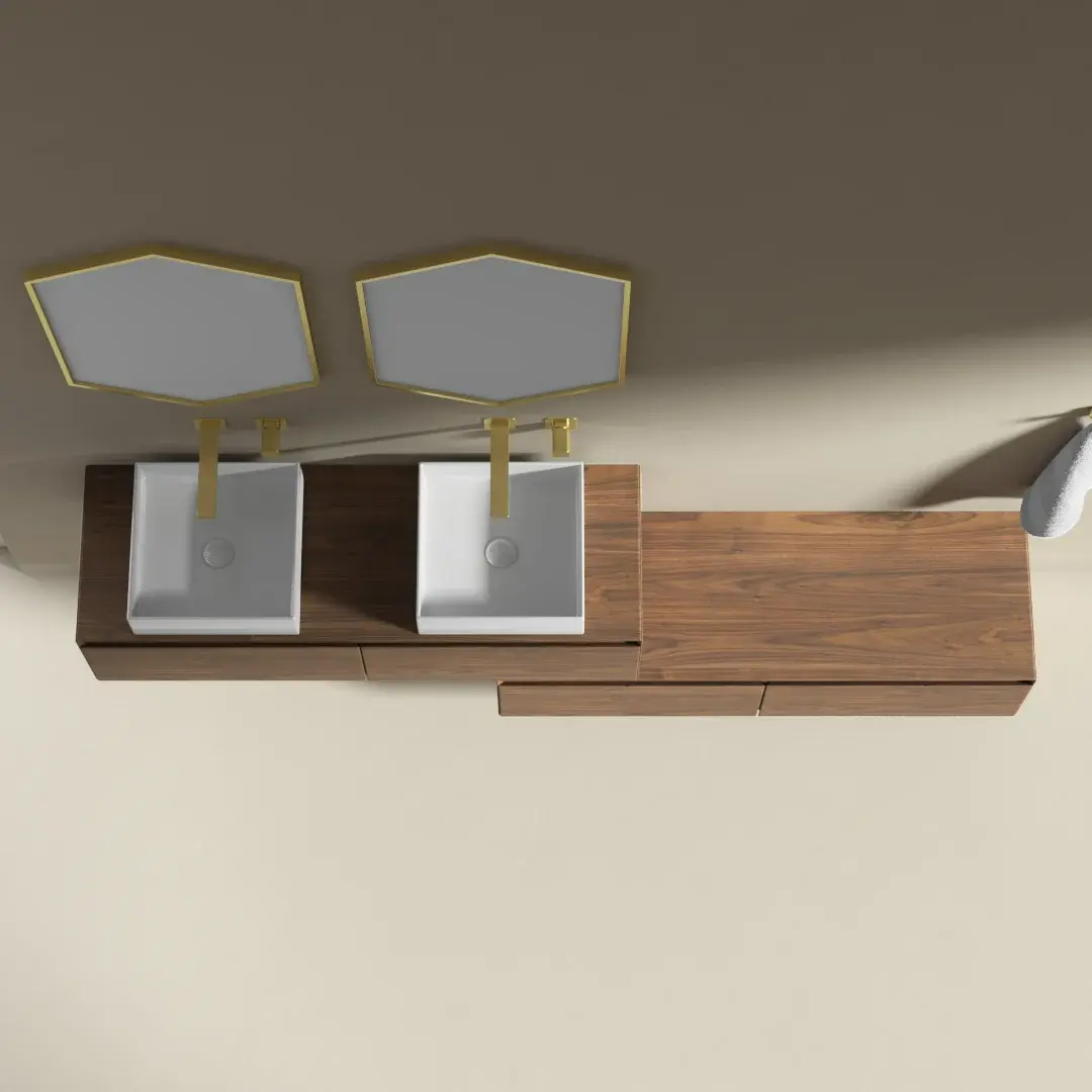 Meuble vasque et/ou Meuble de rangement indépendant, 120x40 cm, bois Noyer, Aurélien   