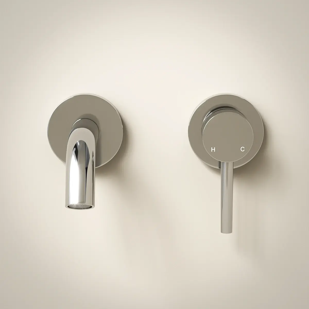 Mitigeur lave main mural chromé, bec 10 cm, Châtelet III 