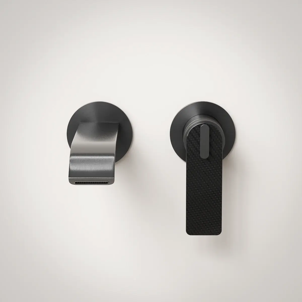 Robinet mitigeur lavabo encastré, gun métal, Carbone  
