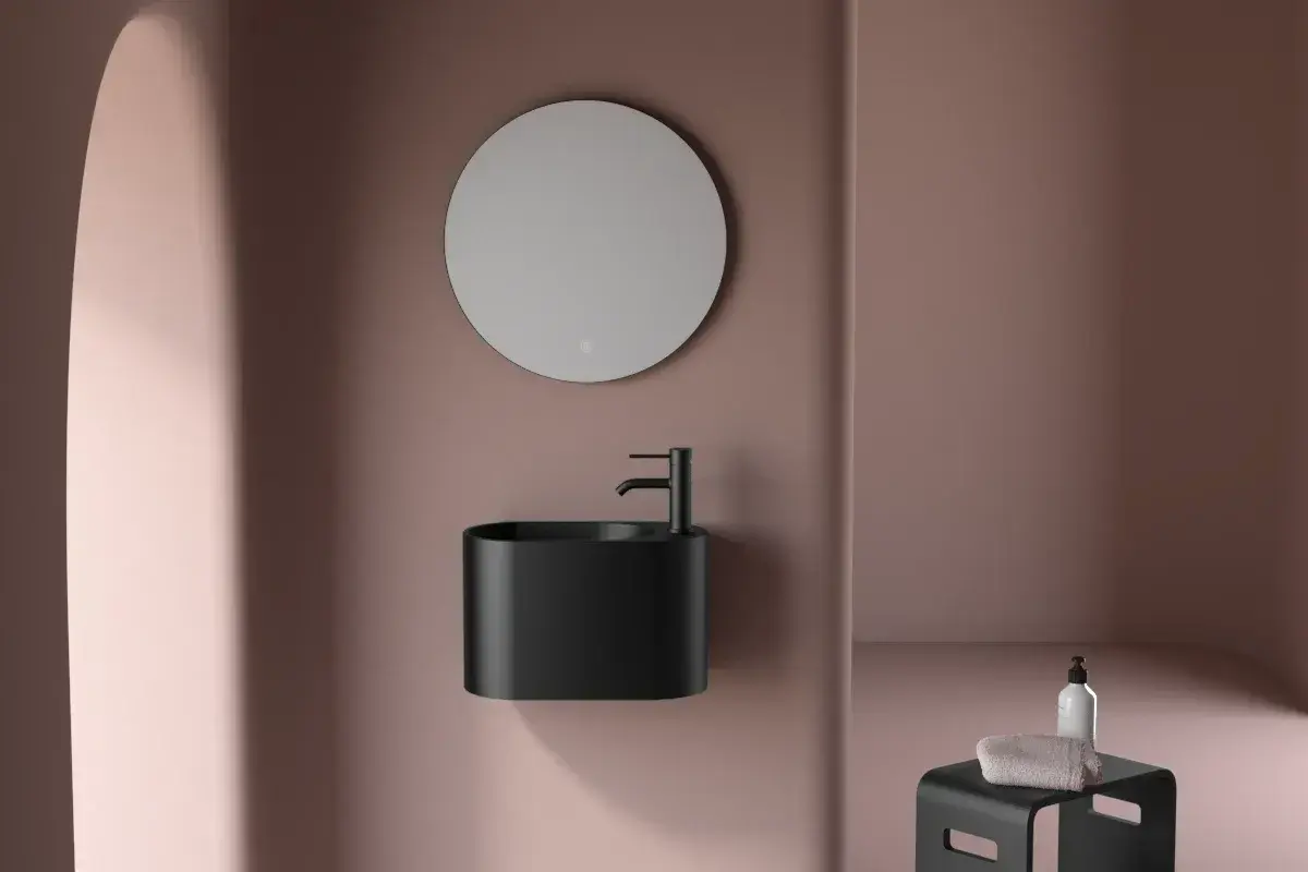 lave main Ovalo noir mat avec percement