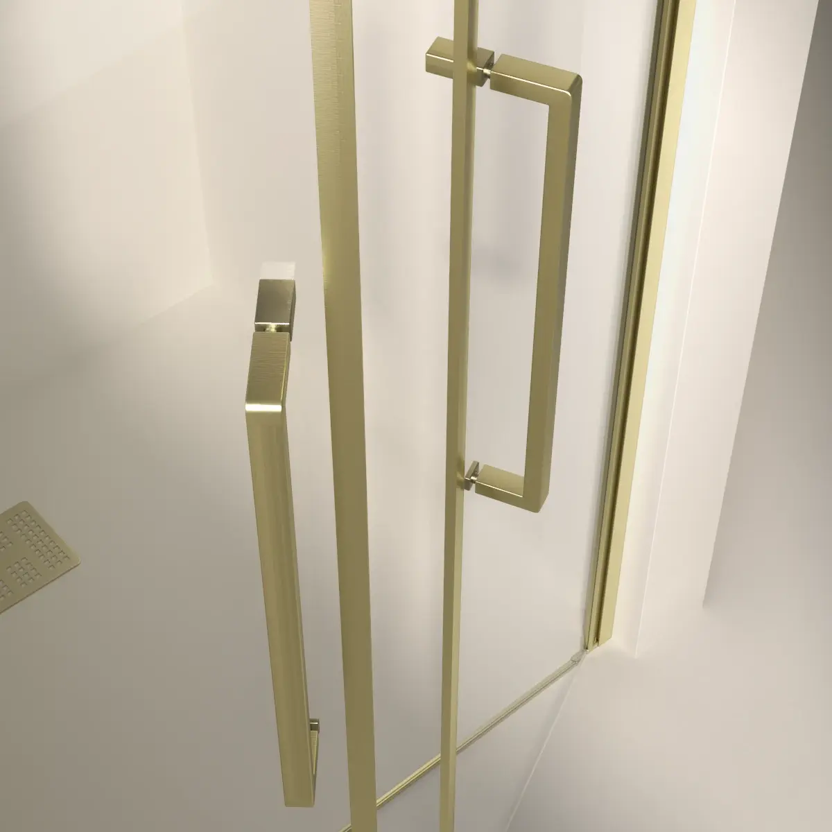 Porte de douche saloon, Sur-mesure de 58 à 95,5 cm, Doré brossé, Regia 