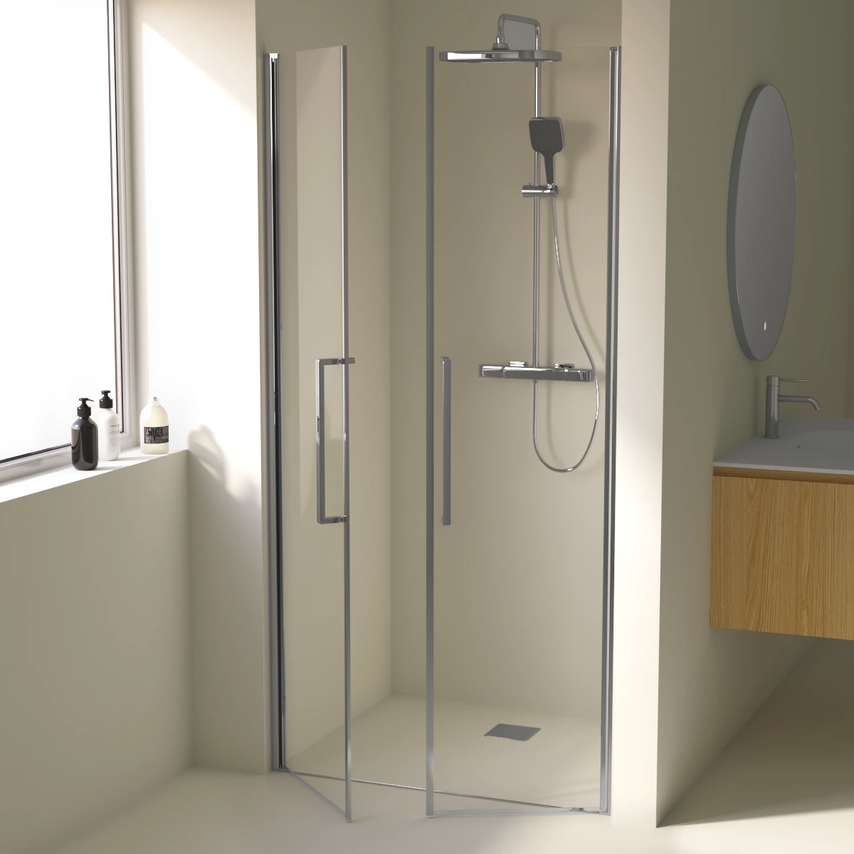 Porte de douche saloon, Sur-mesure de 58 à 95,5 cm, Chrome, Regia