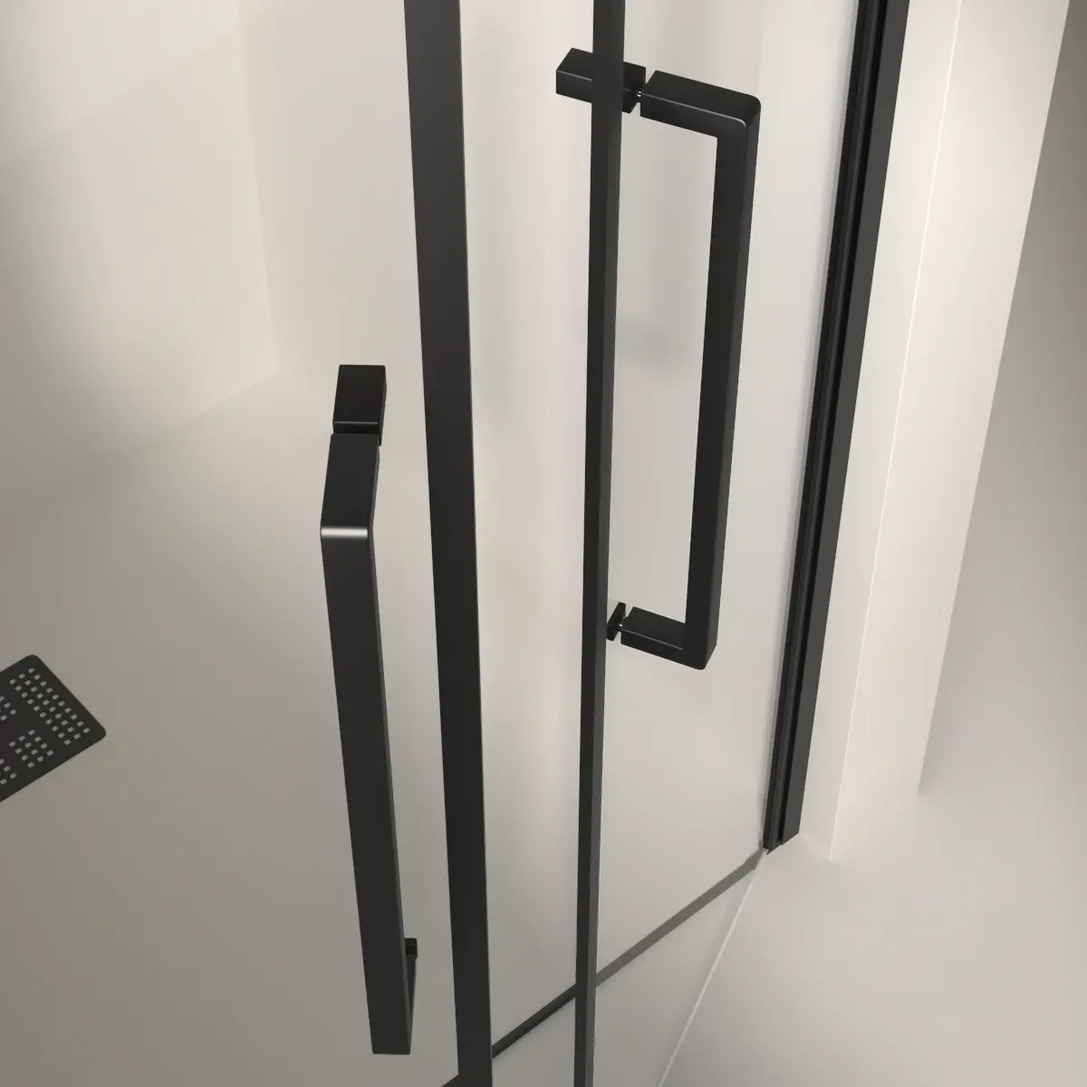 Porte de douche saloon, Sur-mesure de 58 à 95,5 cm, Noir brossé, Regia 