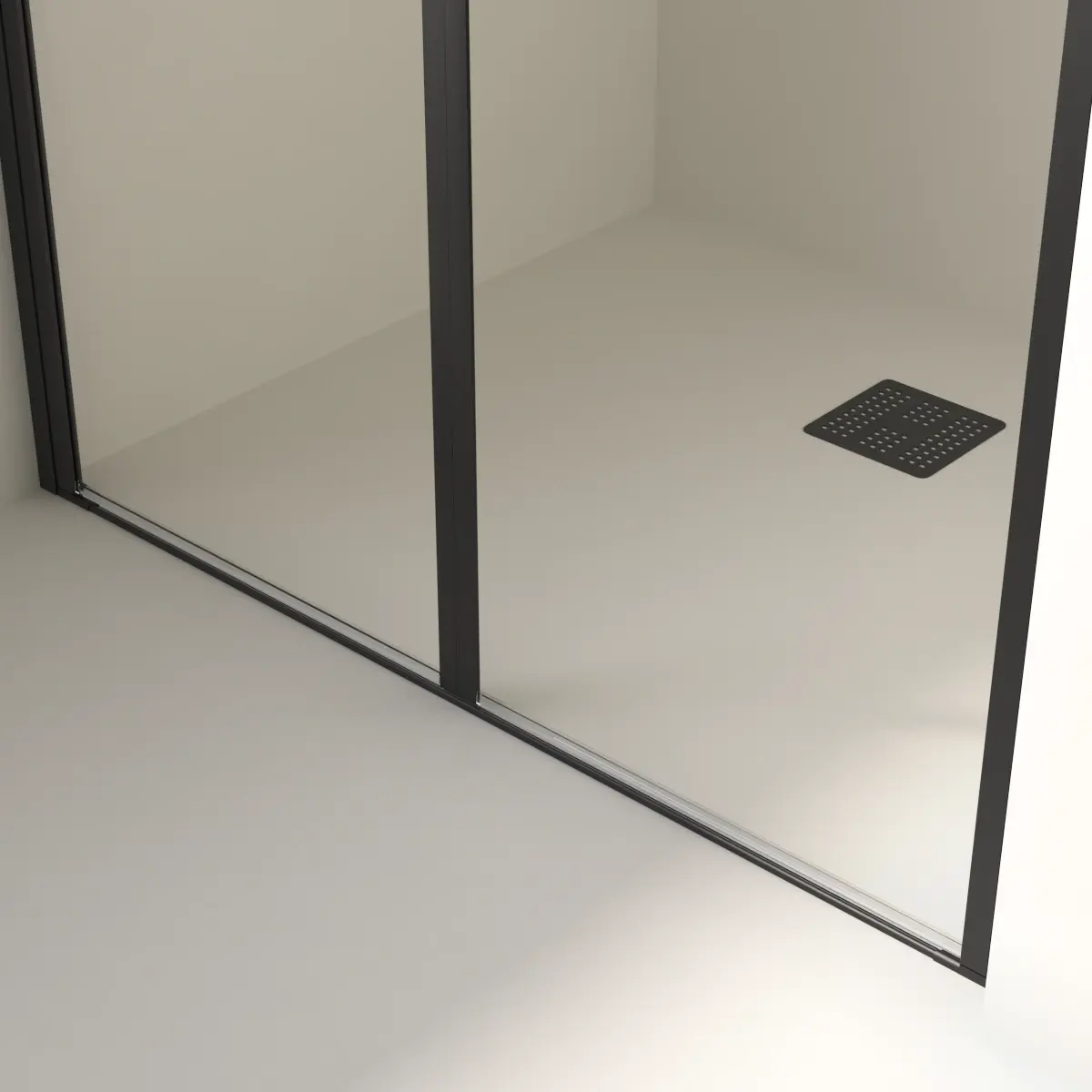 Porte de douche saloon, Sur-mesure de 58 à 95,5 cm, Noir brossé, Regia 