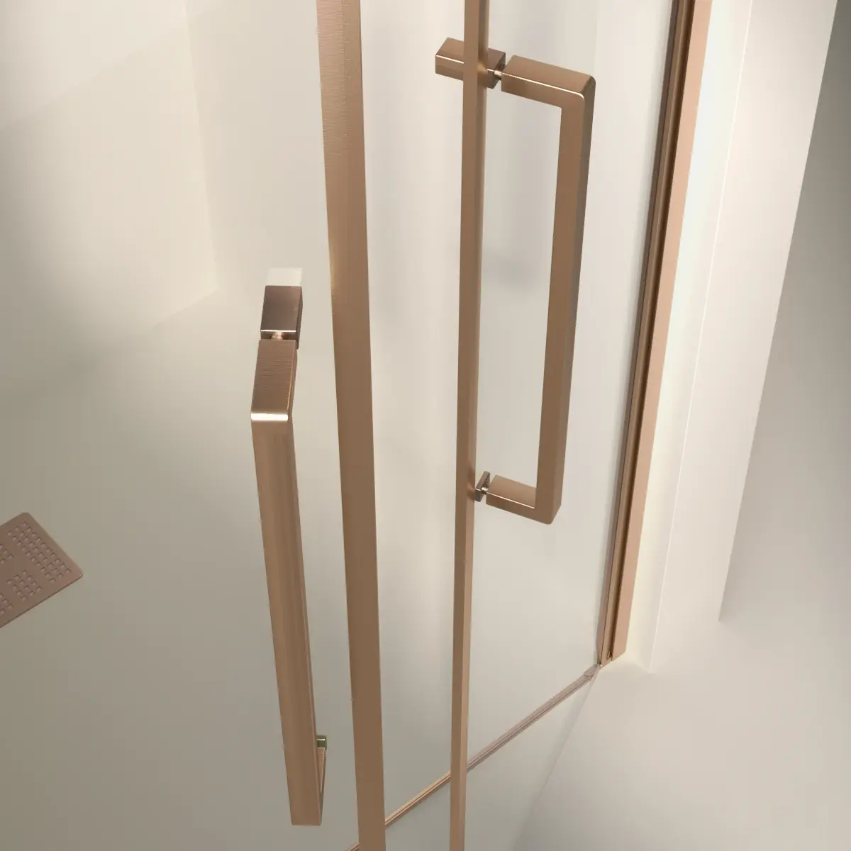 Porte de douche saloon, Sur-mesure de 58 à 95,5 cm, Doré rose brossé, Regia 