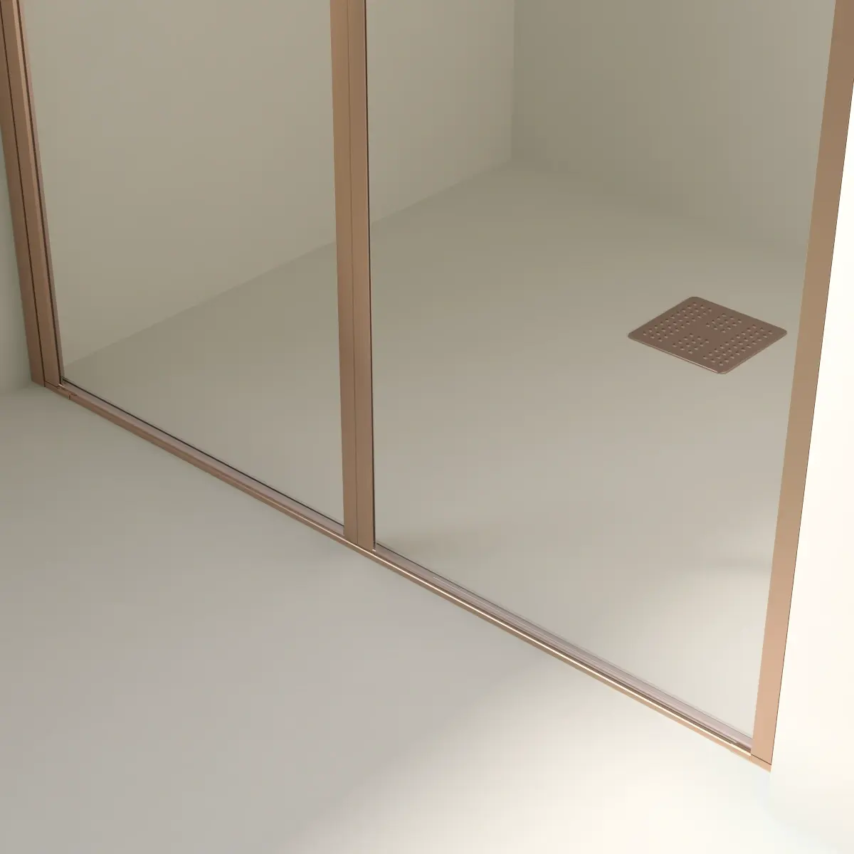 Porte de douche saloon, Sur-mesure de 58 à 95,5 cm, Doré rose brossé, Regia 