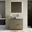 Meuble à poser 90 cm, vert olive avec poignées doré brossé, Alma.webp