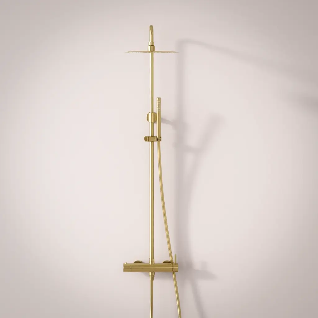 Colonne de douche mitigeur, Ø25cm, inox doré brossé, Châtelet III