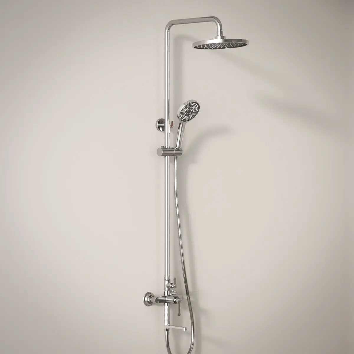 Colonne bain-douche César finition chrome avec texture cannelée et douchette assortie