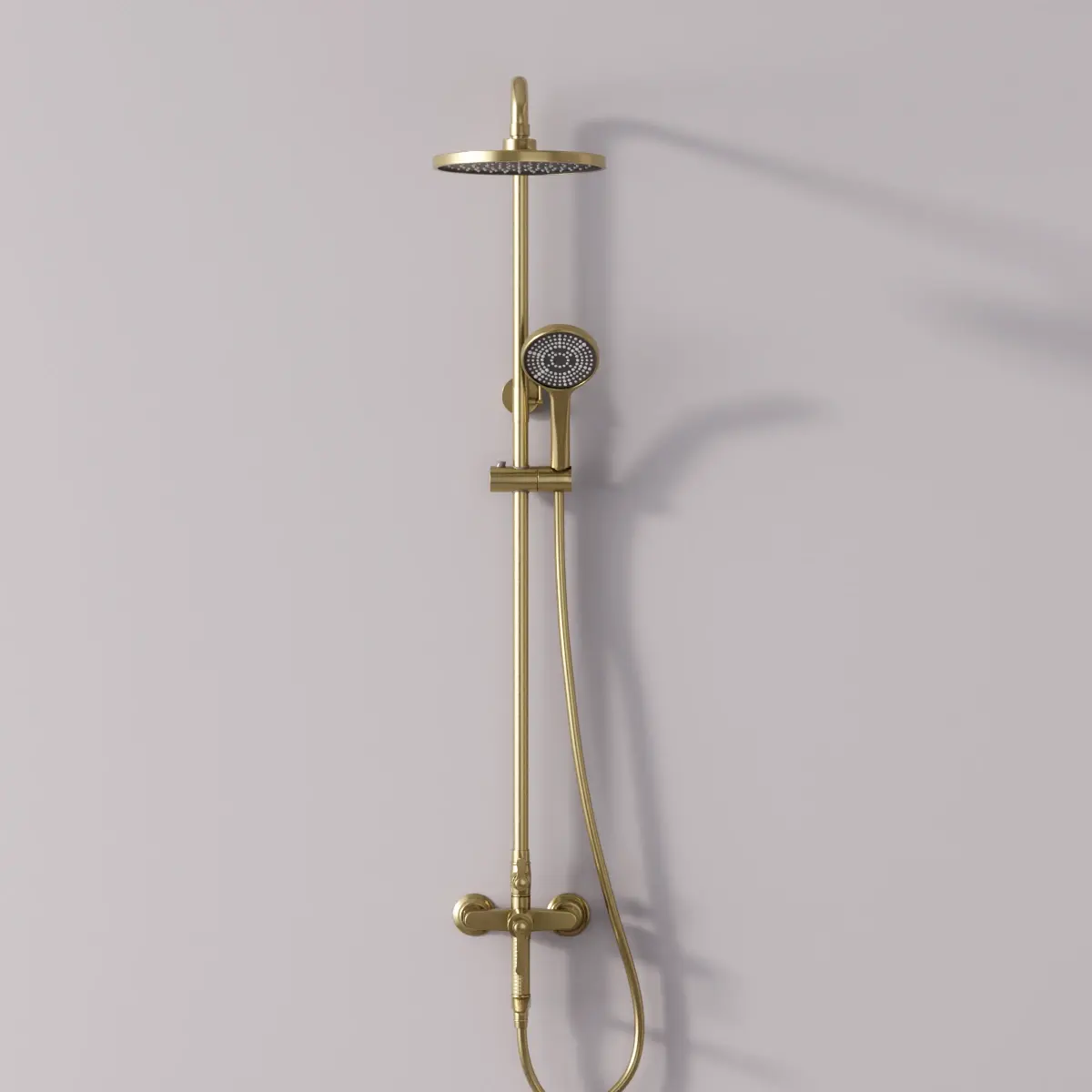 Colonne de douche et bain douche cannelée, doré brossé, César 1  