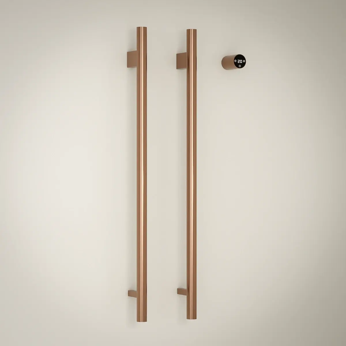 Sèche-serviettes électrique vertical 45W finition doré rose brossé Ondia