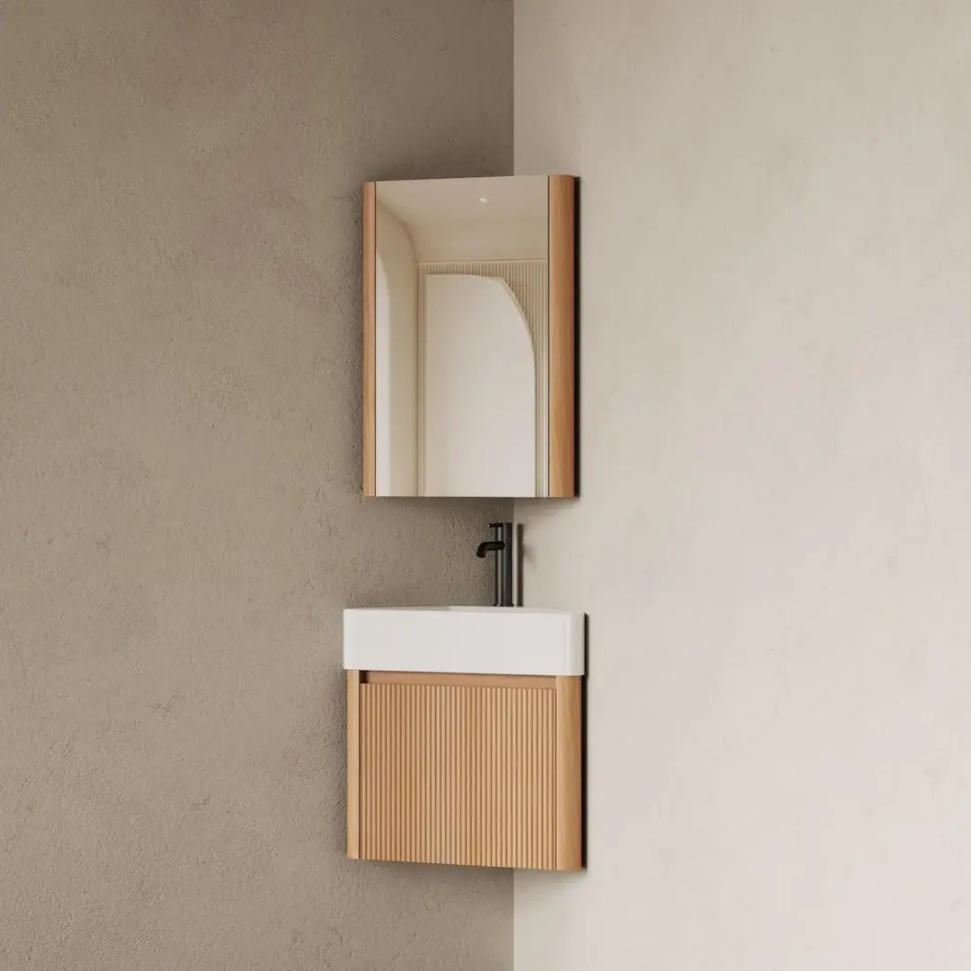 Lave-main d'angle, chêne naturel, Elya 