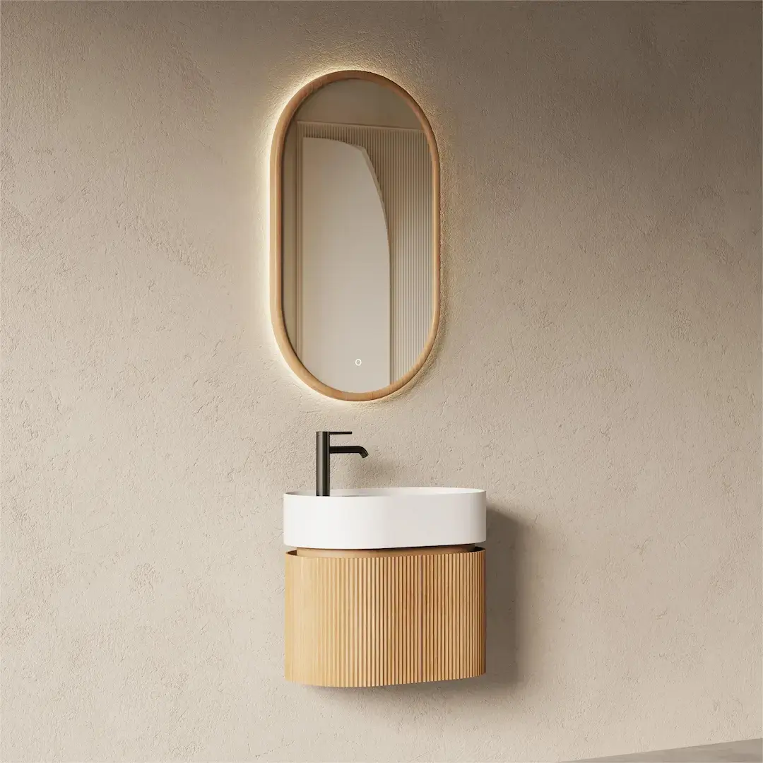 Meuble avec vasque 60x37, oblong, chêne naturel, Omnia