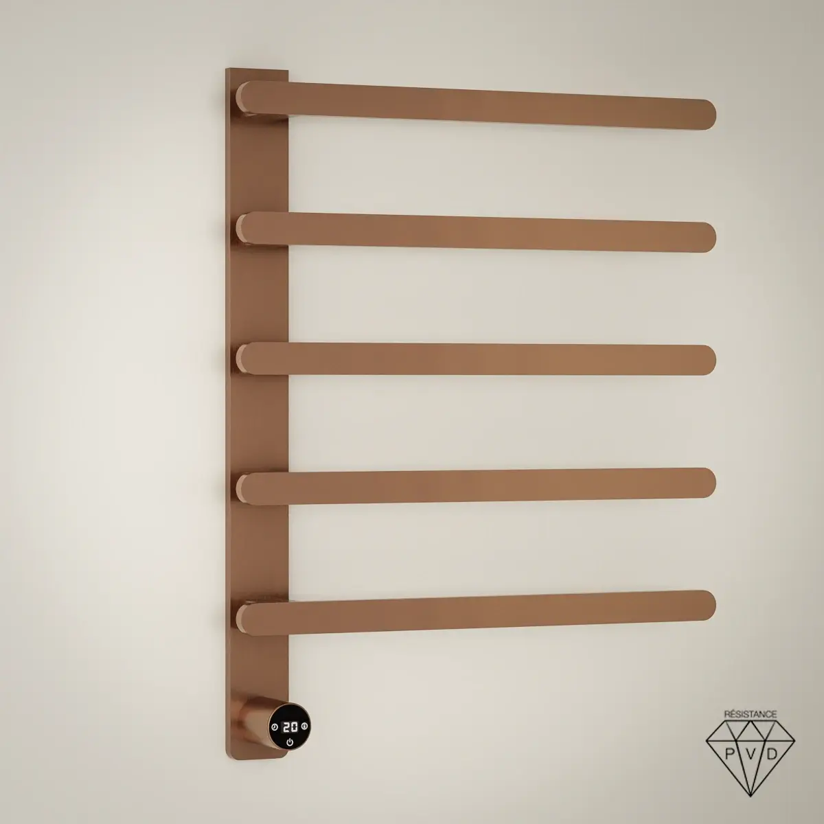 Sèche-serviettes électrique mural 90W finition doré rose brossé Solar