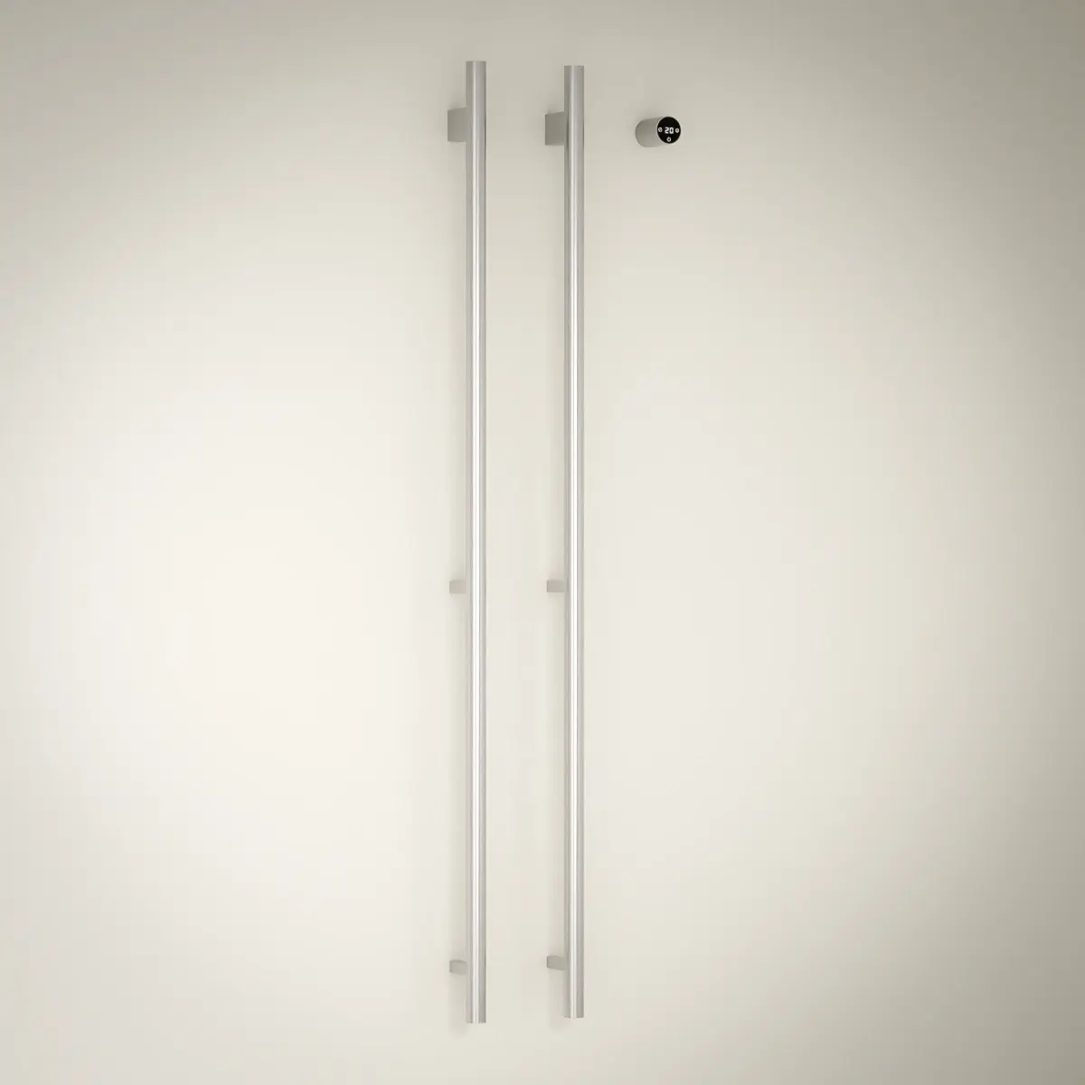 Sèche-serviettes mural 90W double tubes verticaux inox brossé