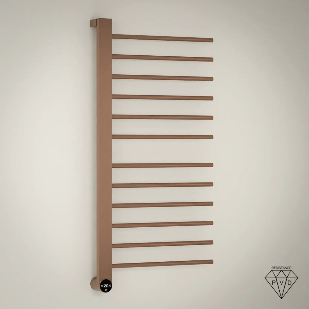 Sèche-serviettes électrique 280W ouverture latérale doré rose brossé Calda