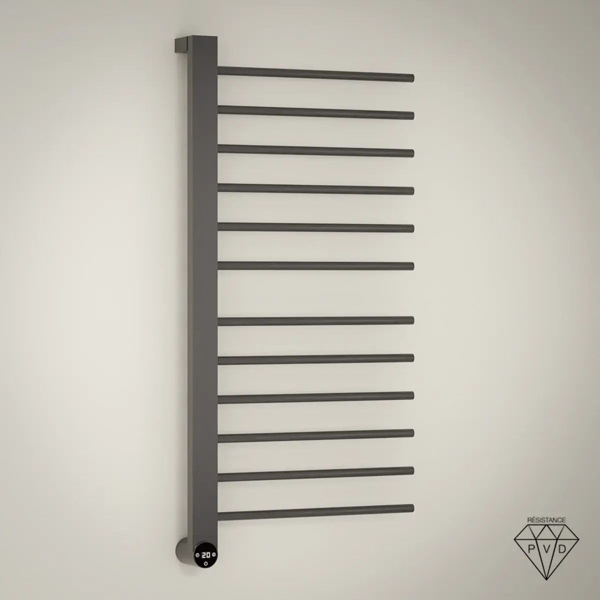 Sèche-serviettes électrique 280W ouverture latérale gun métal Calda