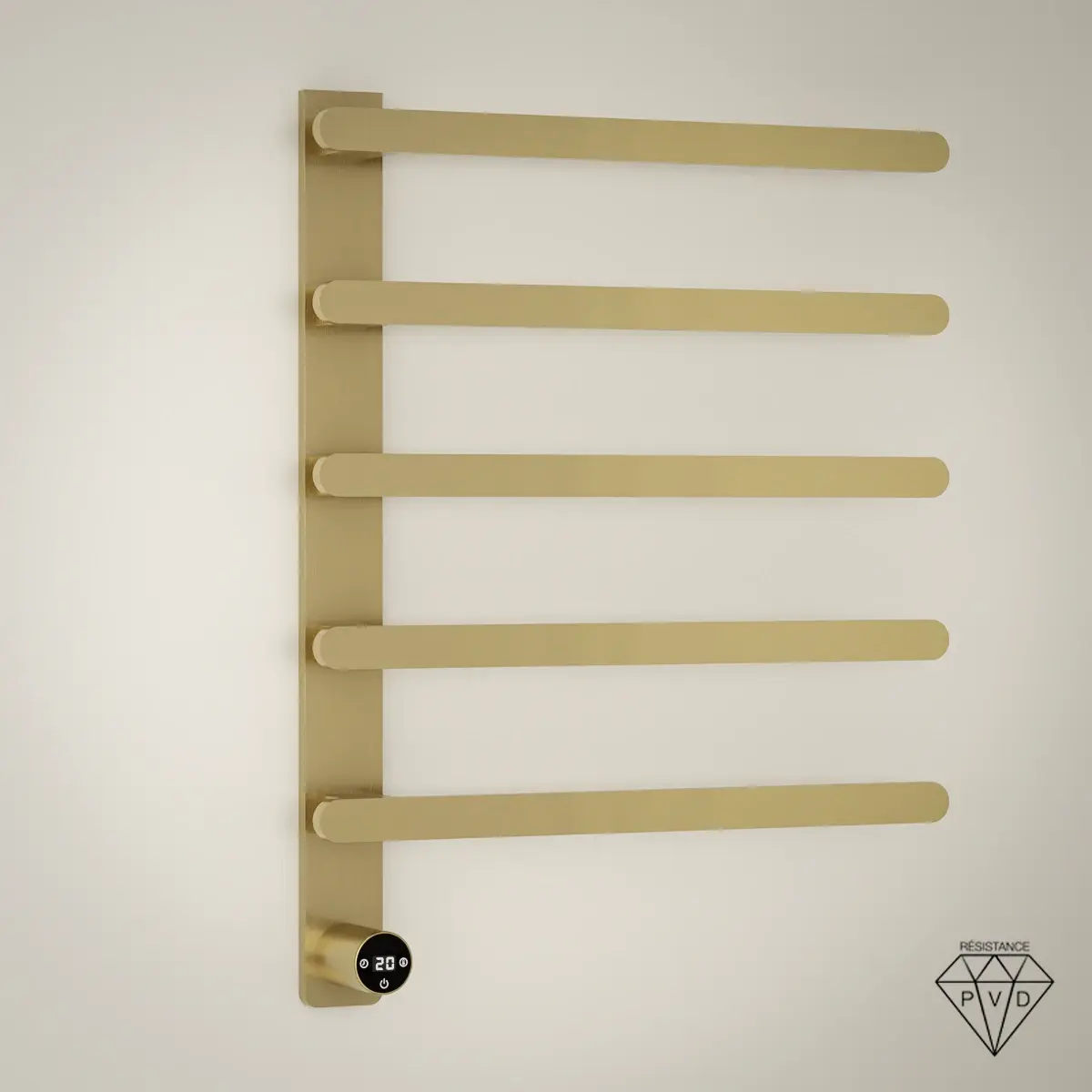 Sèche-serviettes mural électrique 90W finition doré brossé Solar