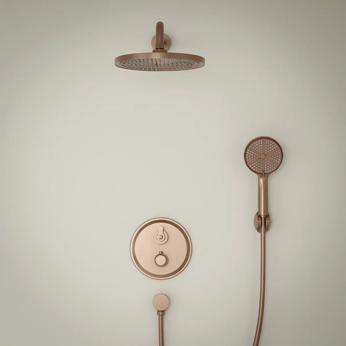 Composition mitigeur encastré de douche cannelé, doré rose brossé, César 1    