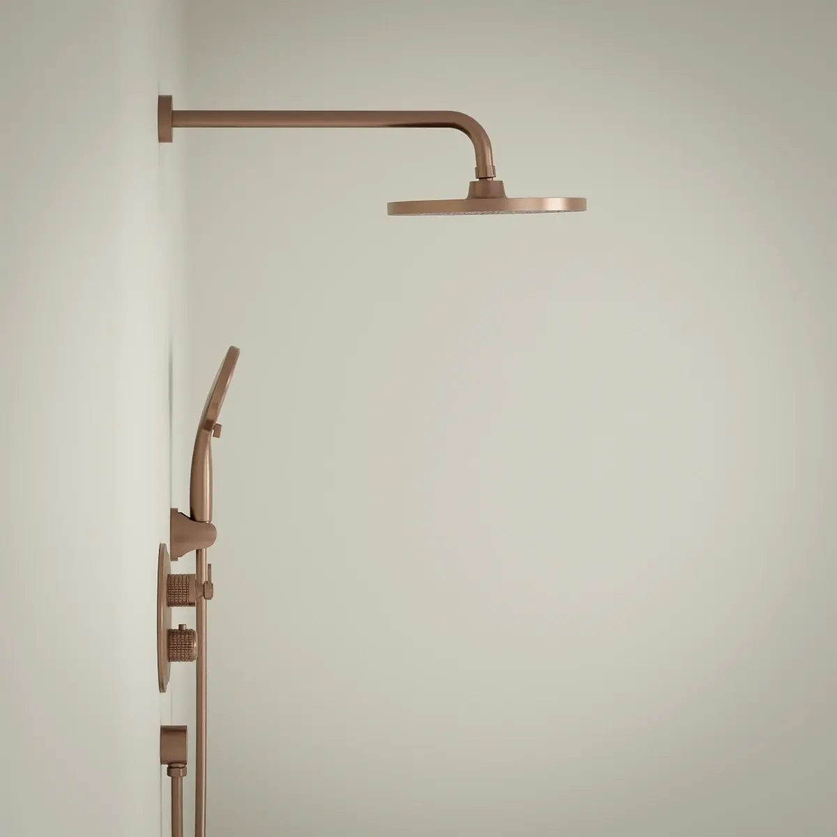 Composition mitigeur encastré de douche cannelé, doré rose brossé, César 1    