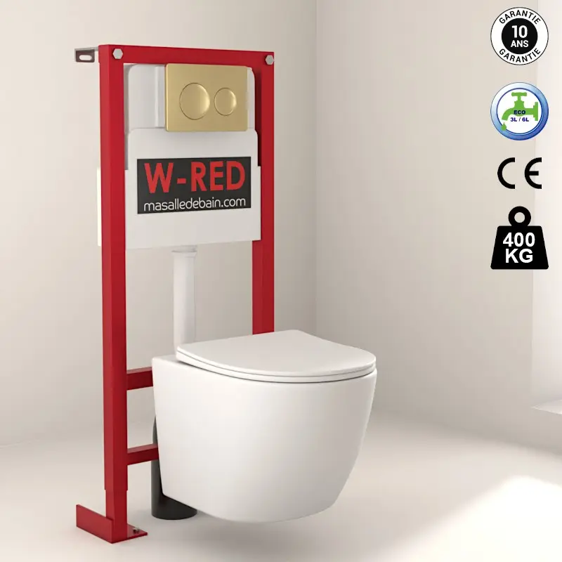 PACK Bati autoportant, cuvette compact et plaque Ronde au choix 