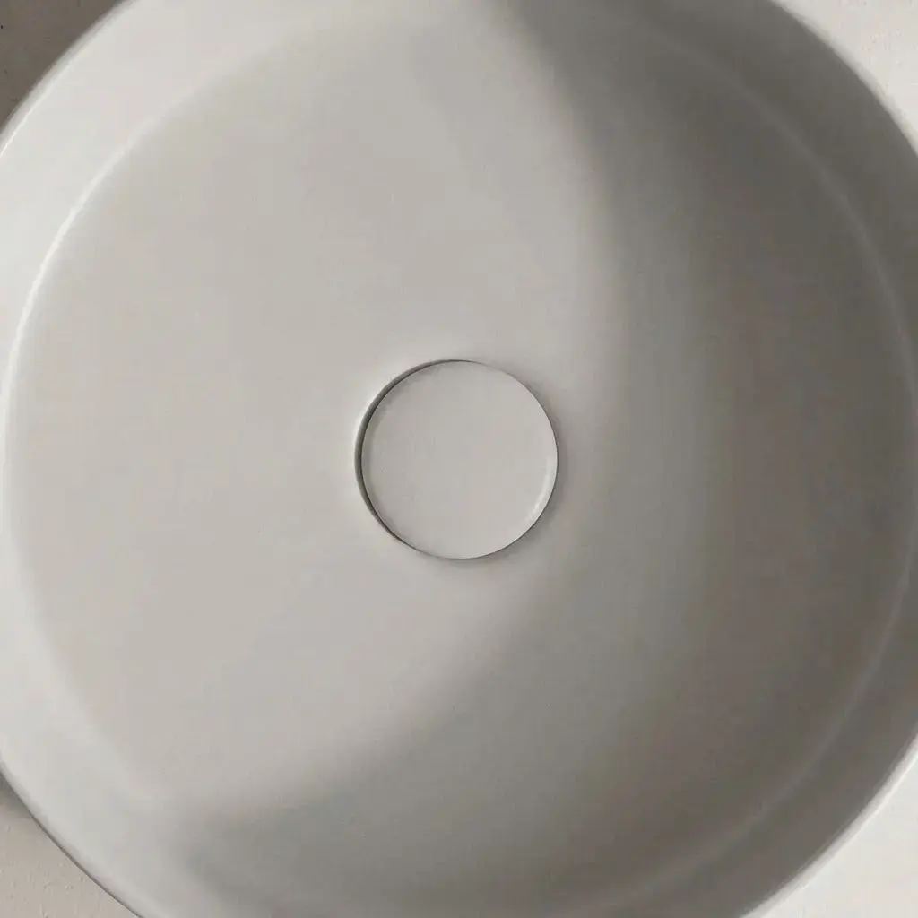 Vasque à poser ronde 37.5x13.5 bicolore gris clair & blanc moucheté mat, Livia 