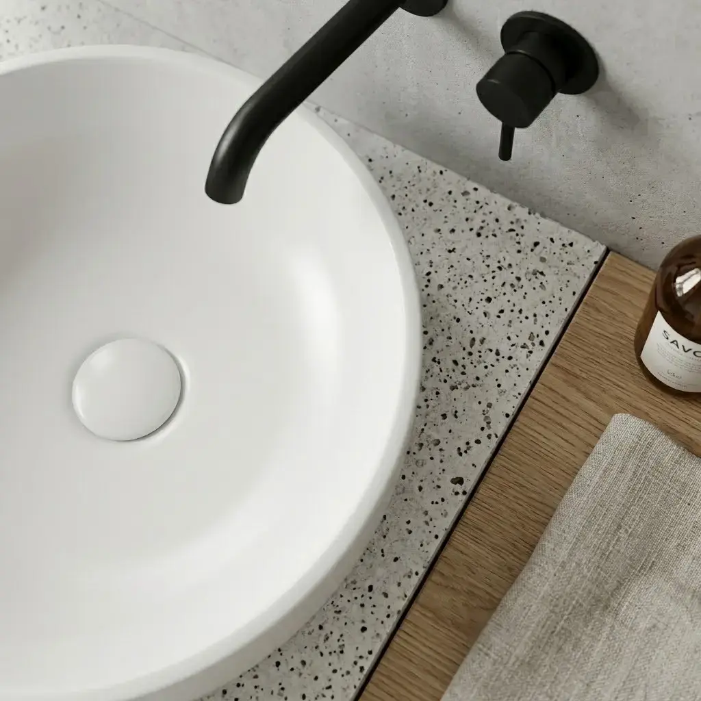 Vasque à poser ronde Ø47,5 cm, céramique, Blanc mat, made in France, Desvres