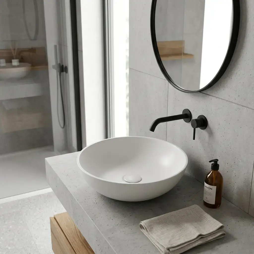 Vasque à poser ronde Ø47,5 cm, céramique, Blanc mat, made in France, Desvres