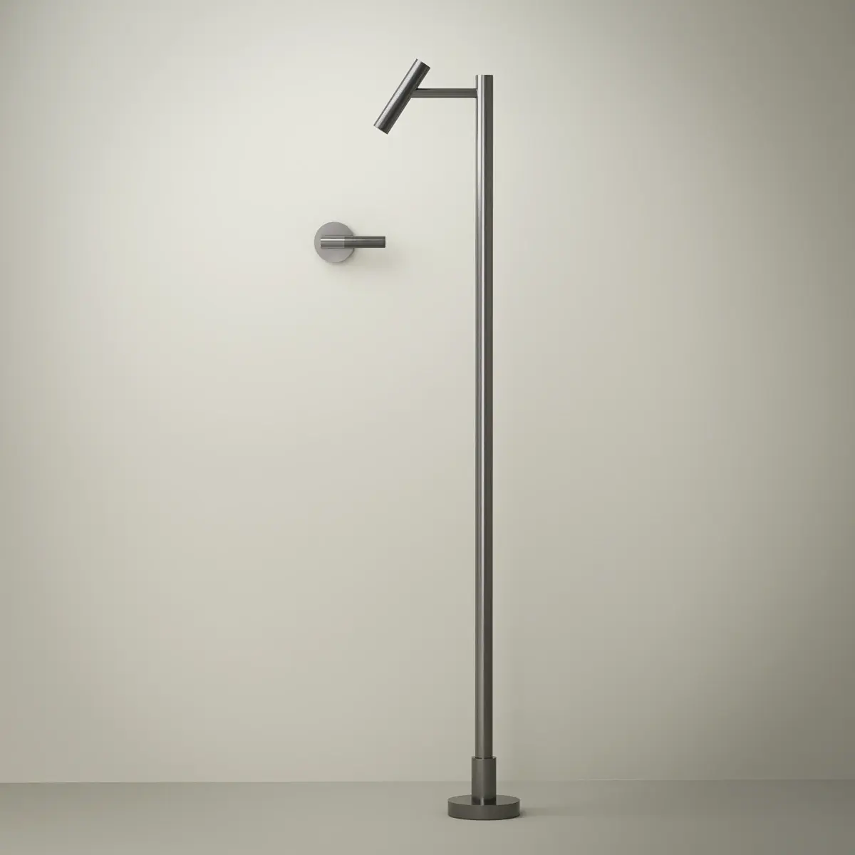 Set mitigeur lavabo encastré avec bec au sol, gun métal, Honfleur 1  