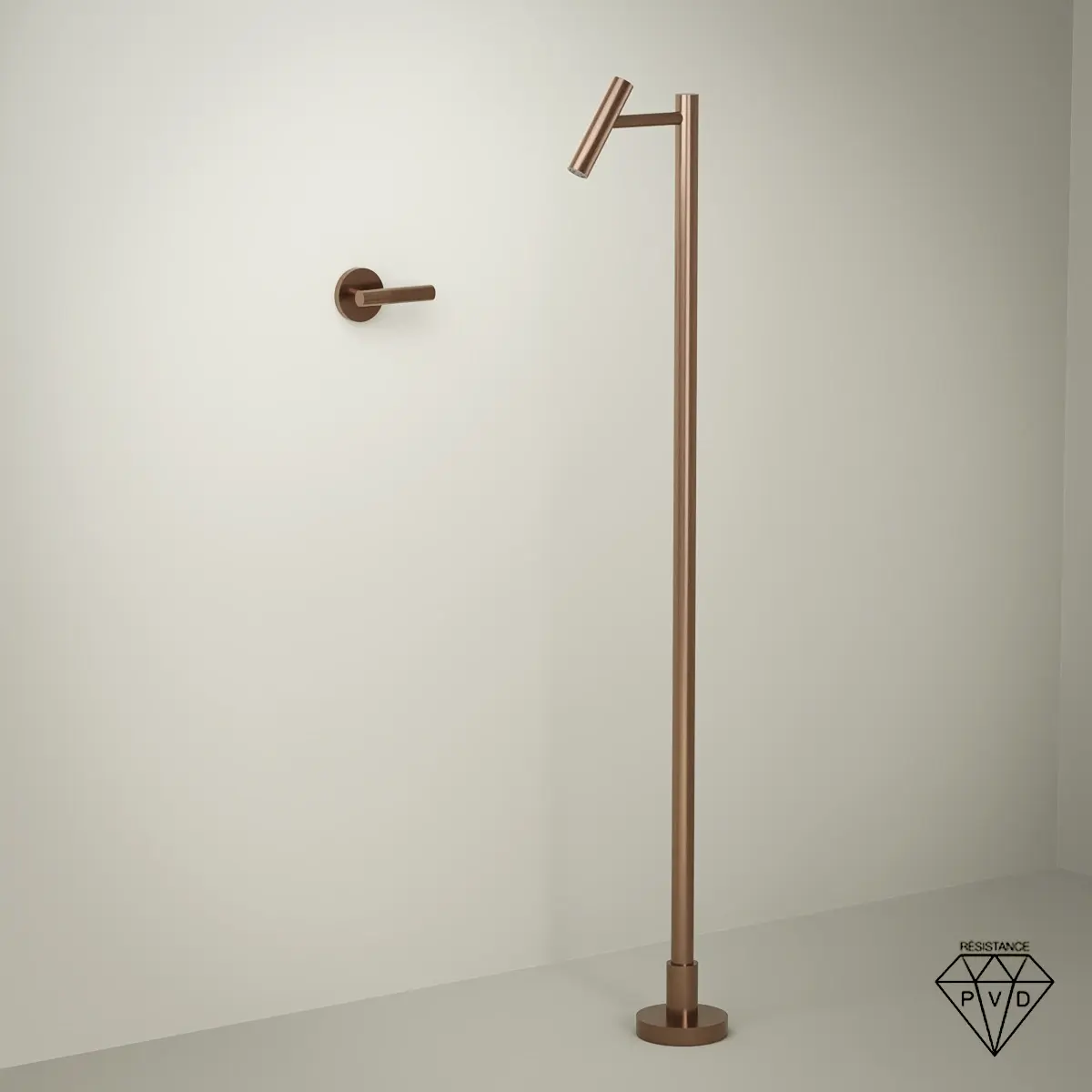 Mitigeur lavabo encastré avec bec au sol finition doré rose brossé Honfleur 1