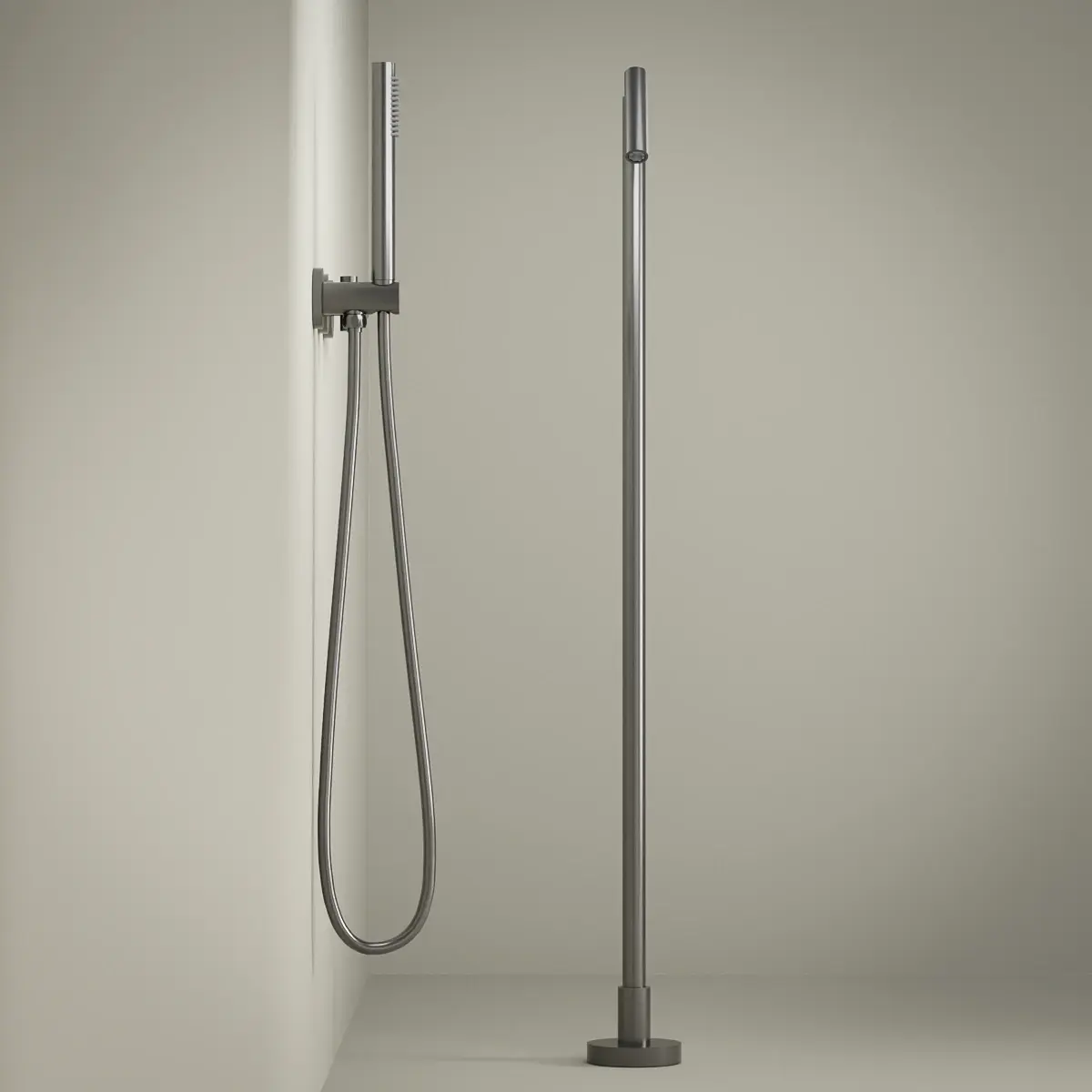 Set mitigeur bain douche encastré avec bec au sol, gun métal, Honfleur 1   