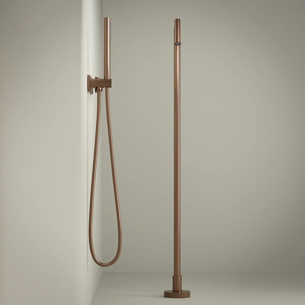 Set mitigeur bain douche encastré avec bec au sol, doré rose brossé, Honfleur 1  