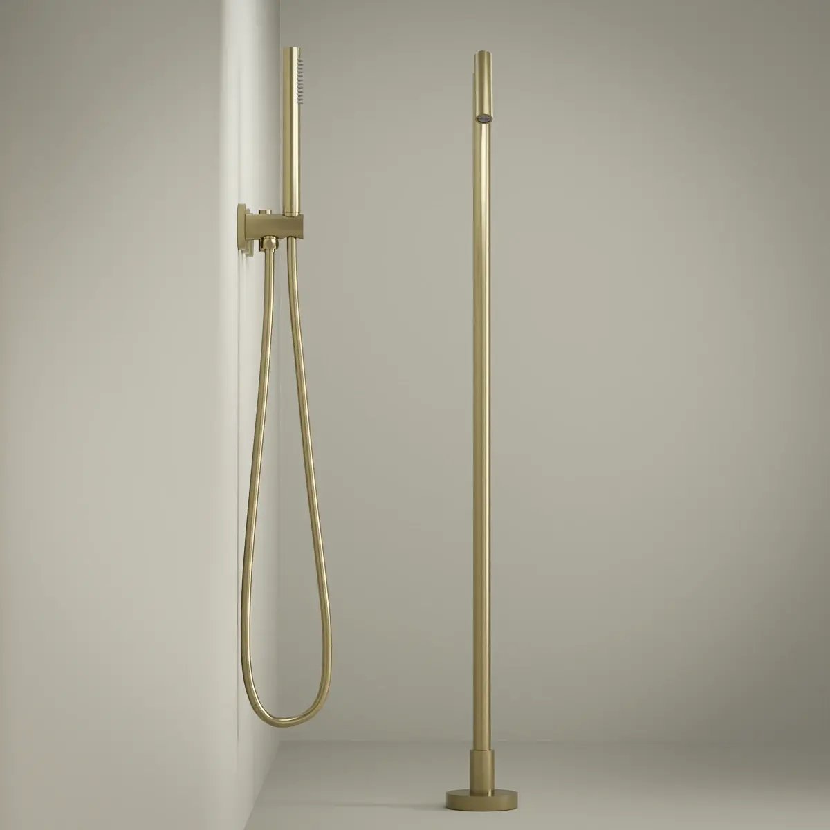 Set mitigeur bain douche encastré avec bec au sol, doré  brossé, Honfleur 1  