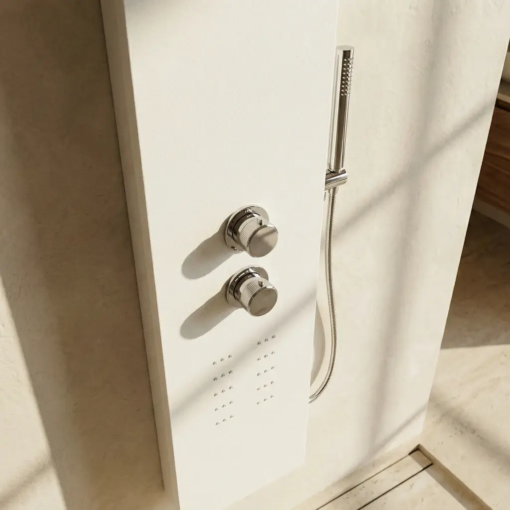 Panneau de douche hydromassant, Solid Surface, 140cm, Plano