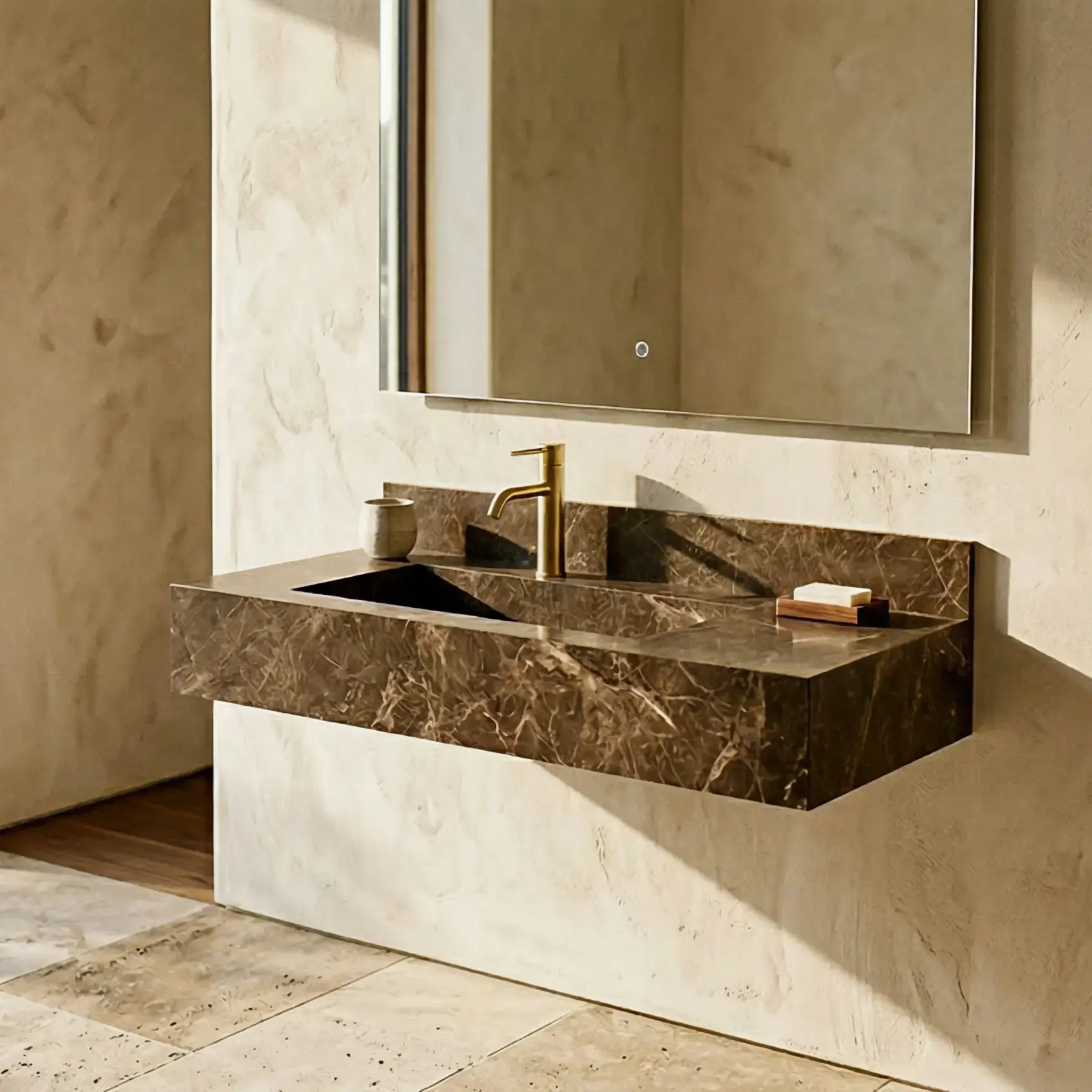 Plan vasque sur-mesure, en marbre, 600 à 2200mm, Lake