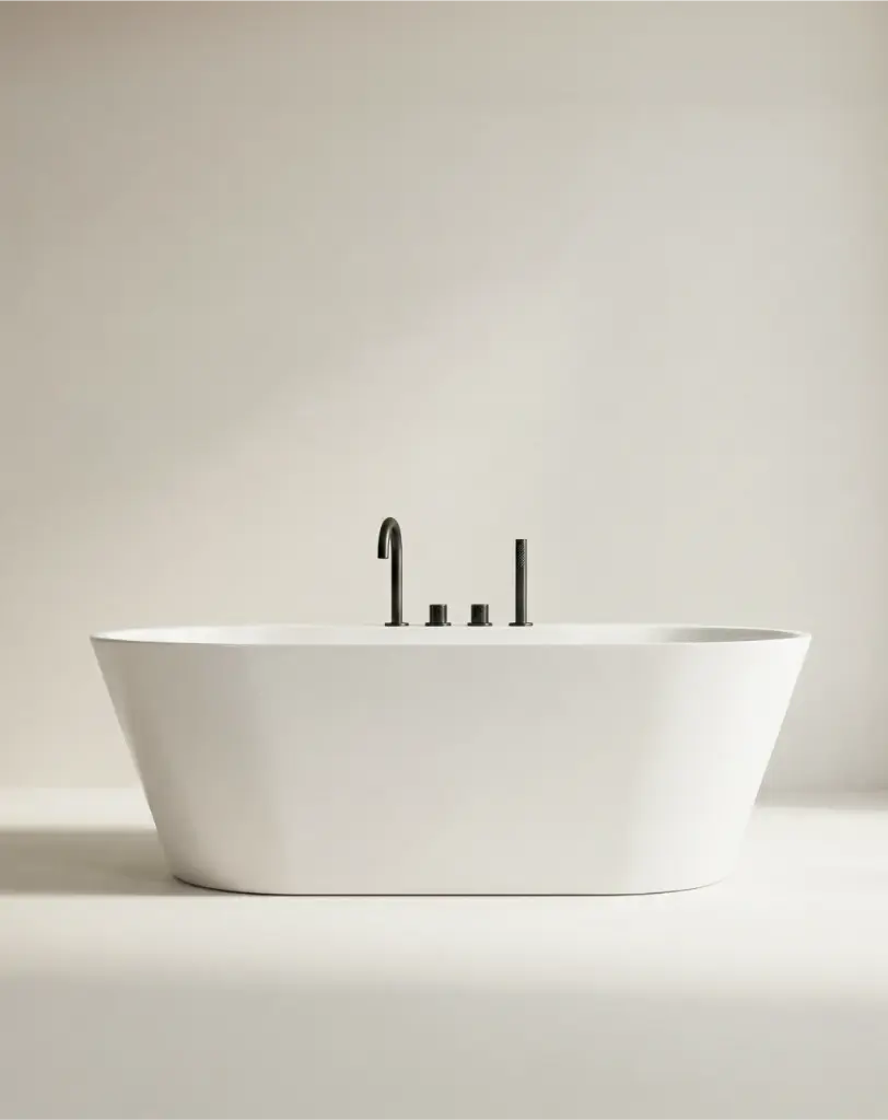 Baignoire îlot ovale avec plage, 170x80cm, acrylique blanc mat, Lou (4).webp